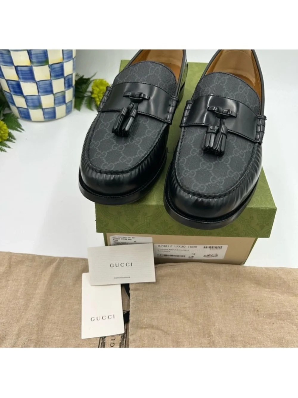 Men’s Gucci GG supreme tassel loafer size 12 made in Italy
